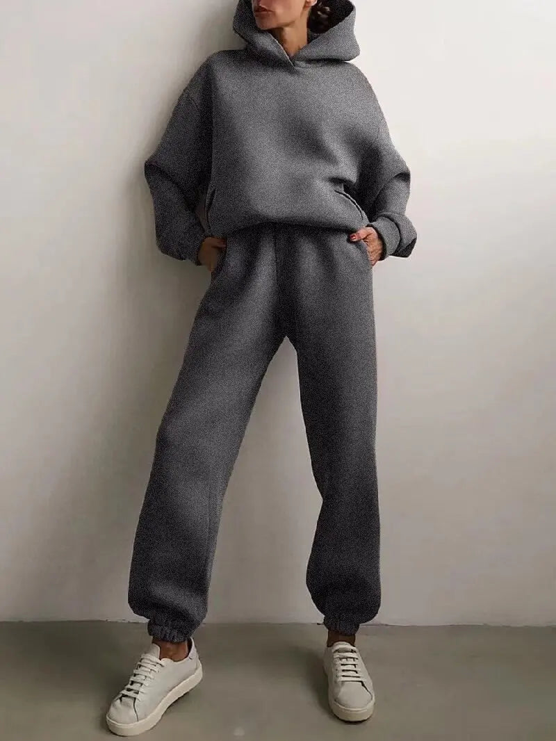 Two piece sets, oversized tracksuit, autumn and winter suit, sports pants and sweatshirt-Conjuntos de dos piezas, chándal de gran tamaño, traje de otoño e invierno, pantalón y sudadera deportiva